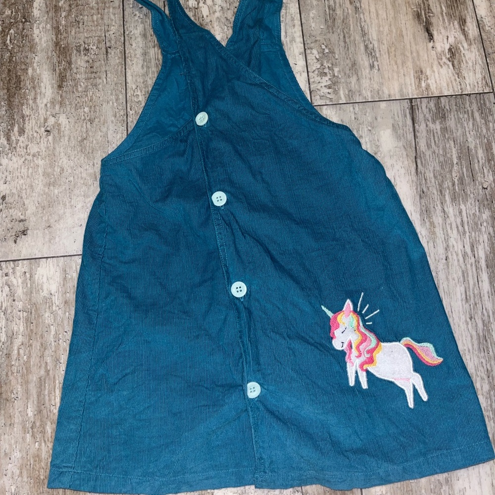Teal Unicorn Button-Down Dress